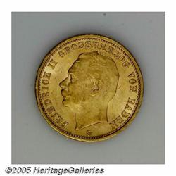 German States. Baden. Friedrich II gold 20 Mark 1912G, KM284, BU w Baden. Friedrich II gold 20 Mark 