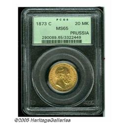 German States. Prussia. Wilhelm I gold 20 Mark 1873C, KM501, MS65 Prussia. Wilhelm I gold 20 Mark 18