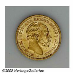 German States. Prussia. Wilhelm I gold 20 Mark 1887A, KM505, BU wi Prussia. Wilhelm I gold 20 Mark 1