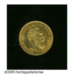 German States. Prussia. Friedrich III gold 10 Mark 1888A, KM514, U Prussia. Friedrich III gold 10 Ma