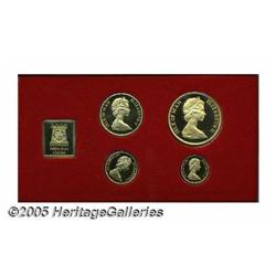 Isle of Man. Elizabeth II gold Medallic Proof Set 1981, four gol Elizabeth II gold Medallic Proof Se