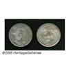 Image 2 : Japan. A pair of chopmarked Meiji 3 (1870) 1 Yen: KM5.1, b A pair of chopmarked Meiji 3 (1870) 1 Yen