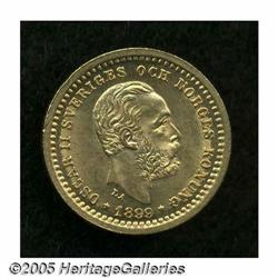 Sweden. Oscar II gold 5 Kronor 1899, KM756, choice brillian Oscar II gold 5 Kronor 1899, 