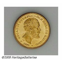 Sweden. Oscar II gold 10 Kronor 1895, KM743, nice brilliant Oscar II gold 10 Kronor 1895, 