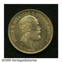 Sweden. Oscar II gold 20 Kronor 1874, KM733, nice brilliant Oscar II gold 20 Kronor 1874, 