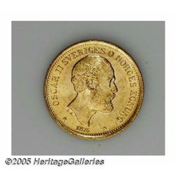 Sweden. Oscar II gold 20 Kronor 1875, KM733, choice brillia Oscar II gold 20 Kronor 1875, 