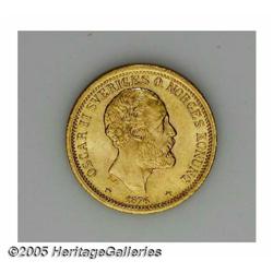 Sweden. Oscar II gold 20 Kronor 1876, KM744, wide arms, nic Oscar II gold 20 Kronor 1876, 