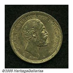 Sweden. Oscar II gold 20 Kronor 1878/7, KM748, lustrous XF- Oscar II gold 20 Kronor 1878/7, 