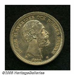 Sweden. Oscar II gold 20 Kronor 1881, KM748, choice brillia Oscar II gold 20 Kronor 1881, 