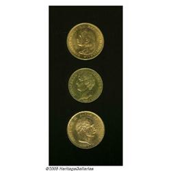 Attractive Gold Trio, Denmark 20 Kroner 1876, choic Attractive Gold Trio, 