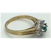 Image 2 : 10K YELLOW GOLD CREATED EMERALD AND DIAMOND RING