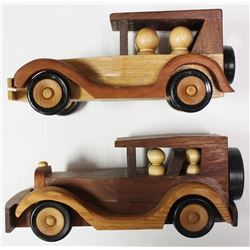 TWO PIECE WOODEN CAR LOT: