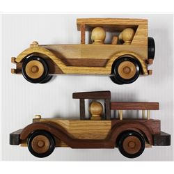 TWO PIECE WOODEN CAR LOT:
