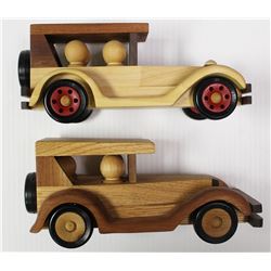 TWO PIECE WOODEN CAR LOT: