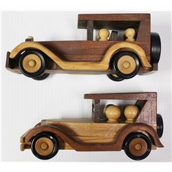 TWO PIECE WOODEN CAR LOT: