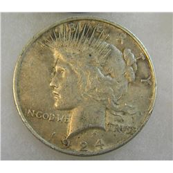 1924 Peace silver dollar in very good condition