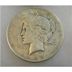 1922 Peace silver dollar in very good condition