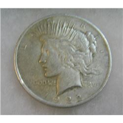 1922 Peace silver dollar in very good condition