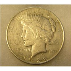 1922 Peace silver dollar in very good condition