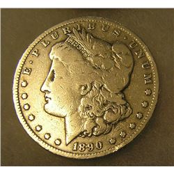 1890-O Morgan silver dollar in very good condition