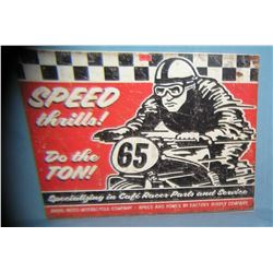 Speed Thrill's Anvil Motorcycle Co. retro style sign
