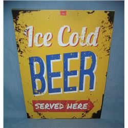 Ice Cold Beer Served Here retro style advertising sign