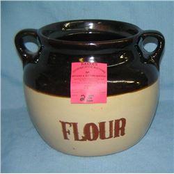 Antique stoneware flour crock