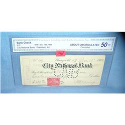 City National bank check dated December 2, 1900