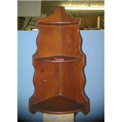 Vintage corner cut pine farmhouse 3 tiered shelf