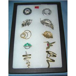 Collection of vintage costume jewelry pins