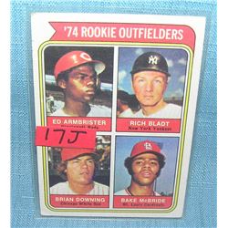 Vintage 1974 rookie outfielders baseball card