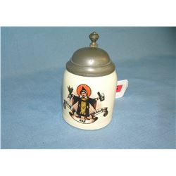 Quality beer stein with pewter lid