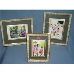 Group of 3 signed modern art pieces