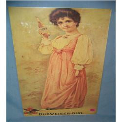 Budweiser girl retro style advertising sign