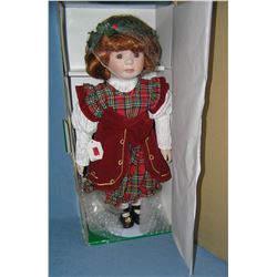 Vintage limited edition plaid dressed porcelain doll