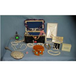 Collection of great costume jewelry with jewelry chest