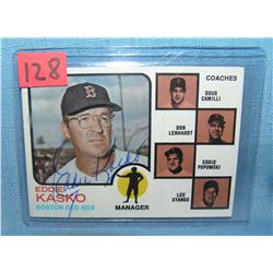 Eddie Kasko autographed Red Sox baseball card