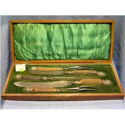 Antique Sheffield bone handled carving set