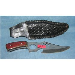 Modern walnut handled stainless steel fighting knife