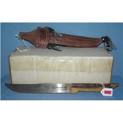 Vintage souvenir machete with leather sheath