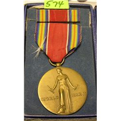 Vintage WWII victory medal with original box