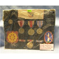 WWII Mil veterans medal and patch collection