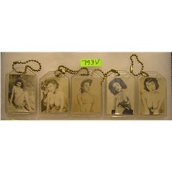 Group of vintage erotica nude model key chains