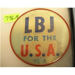 L.B.J For President 3D flasher campaign button