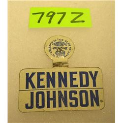 Vintage Kennedy/Johnson  tin campaign badge