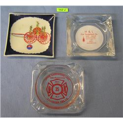 Fire dept supply company advertising ashtrays