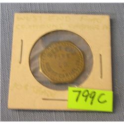 West end Fire company ten cent tray token