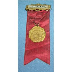 Antique fireman?s convention badge and ribbon