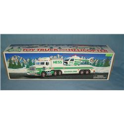 Vintage HESS toy truck and helicopter