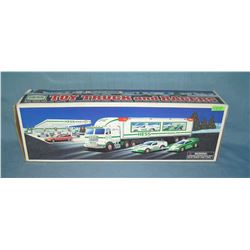 Vintage HESS toy truck and race cars